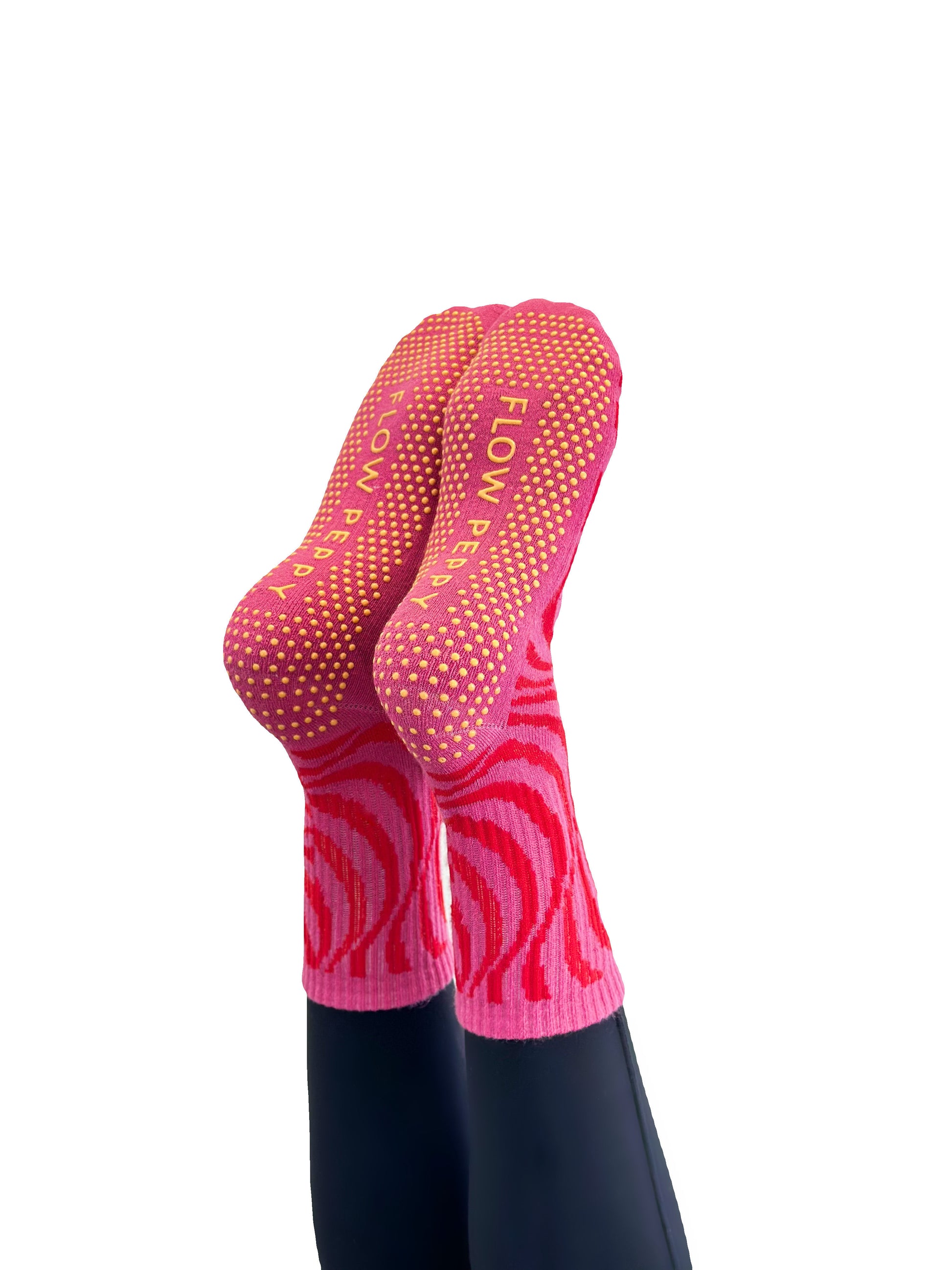 Close-up of non-slip grip on Flow Peppy Pilates socks