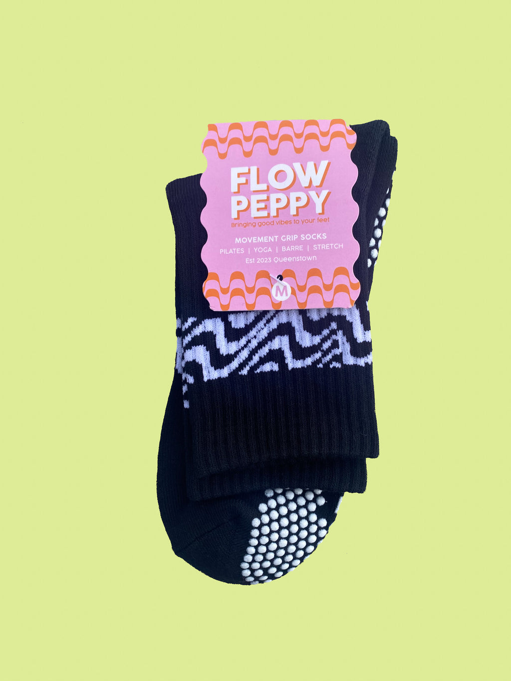 Shop Flow Peppy Pilates grip socks — premium non-slip Pilates socks from an Australian owned brand. Trusted by Pilates studios across Australia & New Zealand. 