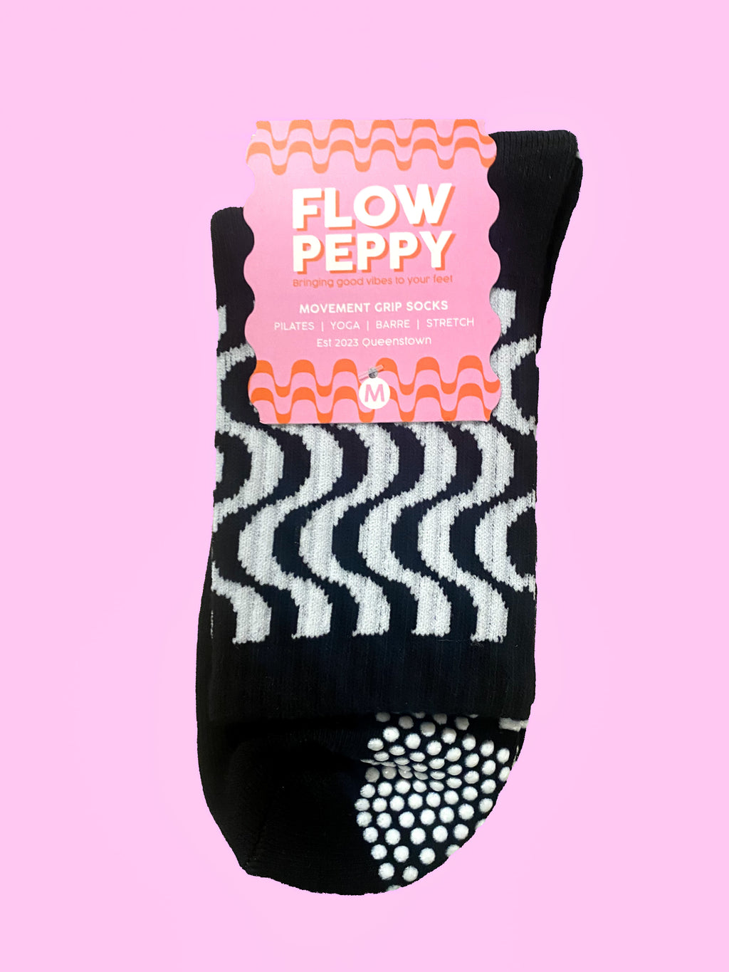 Shop Flow Peppy Pilates grip socks — premium non-slip Pilates socks from an Australian owned brand. Trusted by Pilates studios across Australia & New Zealand. 